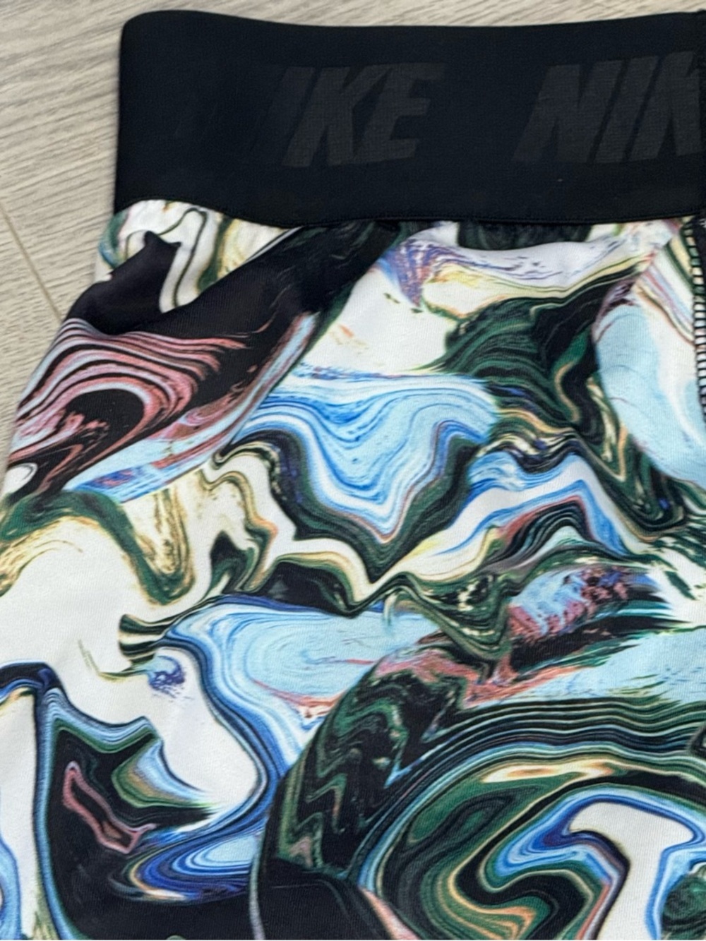 Nike Womens Marble Watercolor Print Athletic Leggings Black Waistband AH6499-010 - Picture 12 of 12